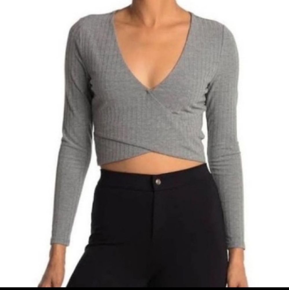 NWT Nordstrom Ribbed Sophie Rue  Surplice V-NECKLINE Crop Top Nordstrom